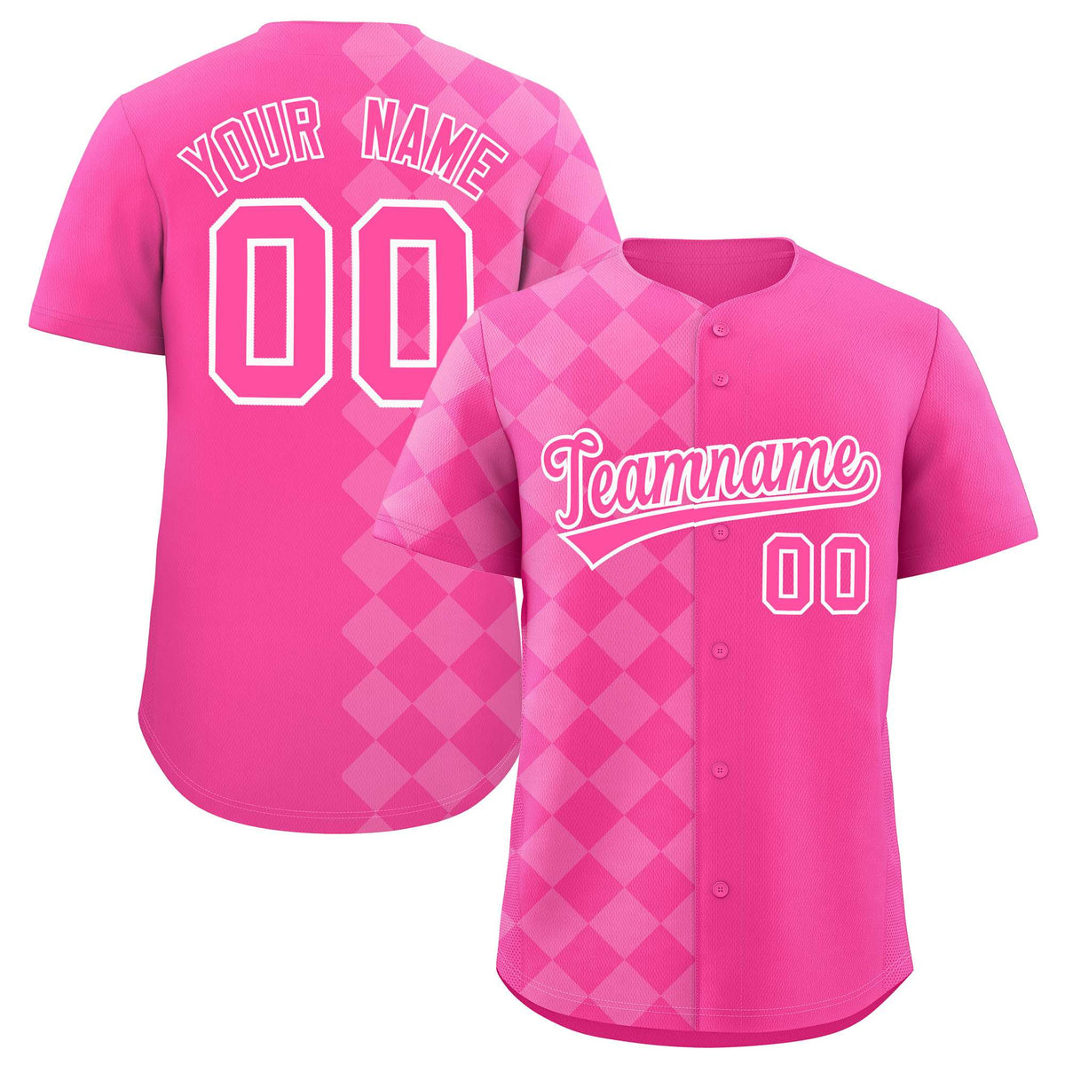 Custom Pink Rhombus Design Authentic Baseball Jersey| KXKSHOP