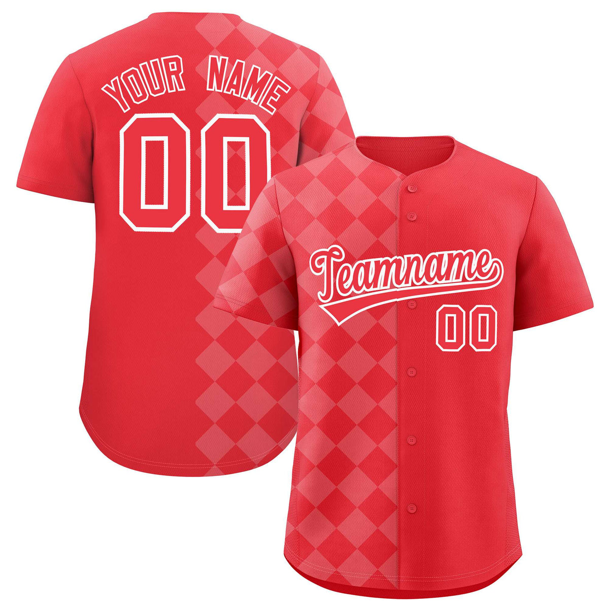 Custom Light Red Rhombus Design Authentic Baseball Jersey| KXKSHOP