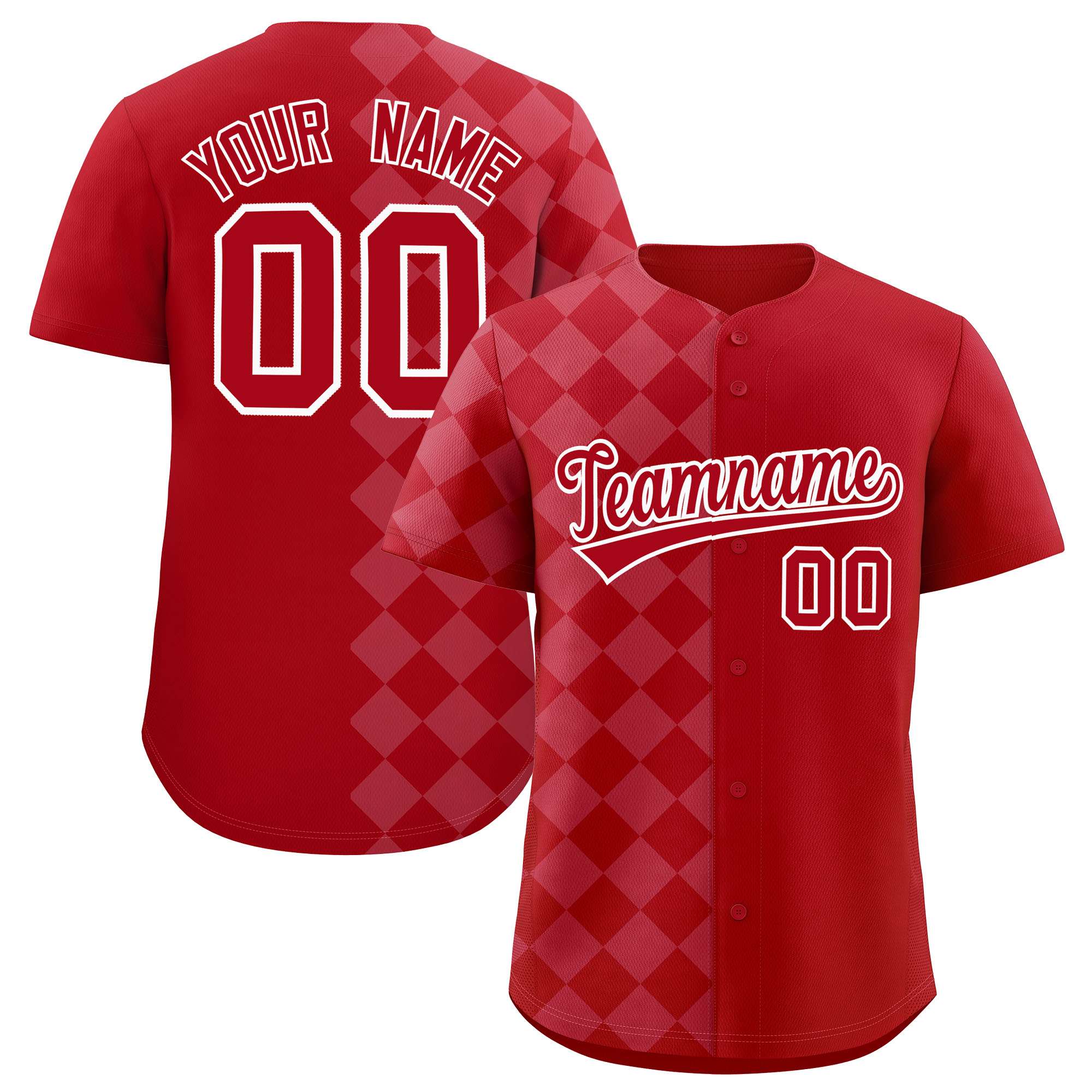 Custom Red Rhombus Design Authentic Baseball Jersey| KXKSHOP