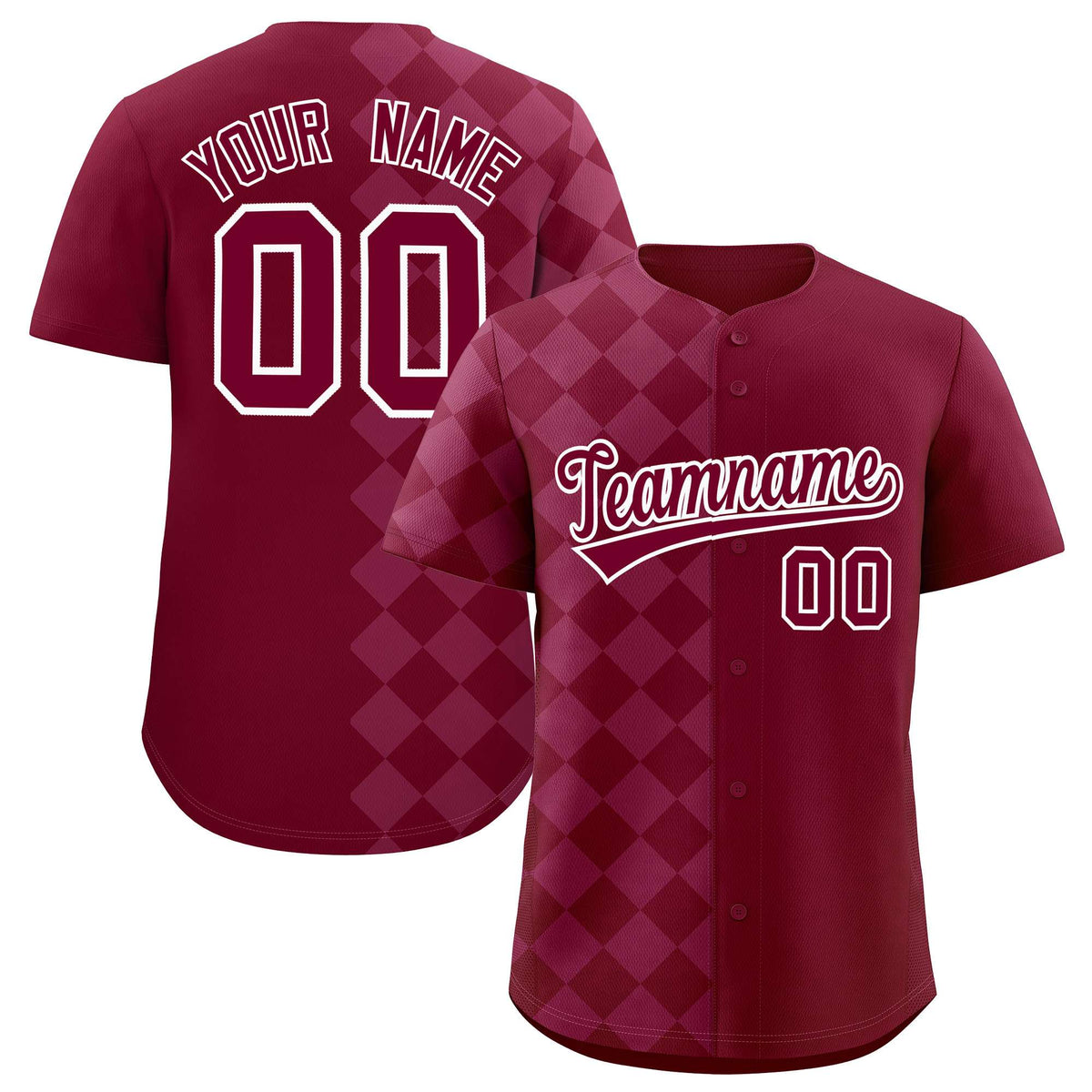 Custom Crimson Rhombus Design Authentic Baseball Jersey| KXKSHOP