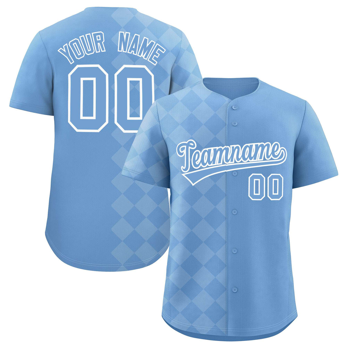 Custom Powder Blue Rhombus Design Authentic Baseball Jersey| KXKSHOP