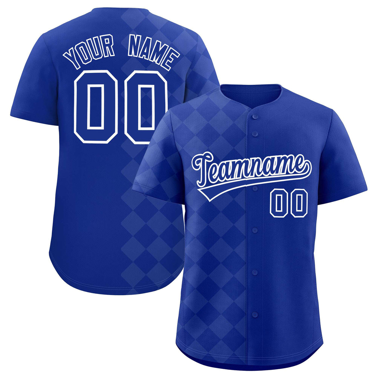 Custom Royal Rhombus Design Authentic Baseball Jersey| KXKSHOP