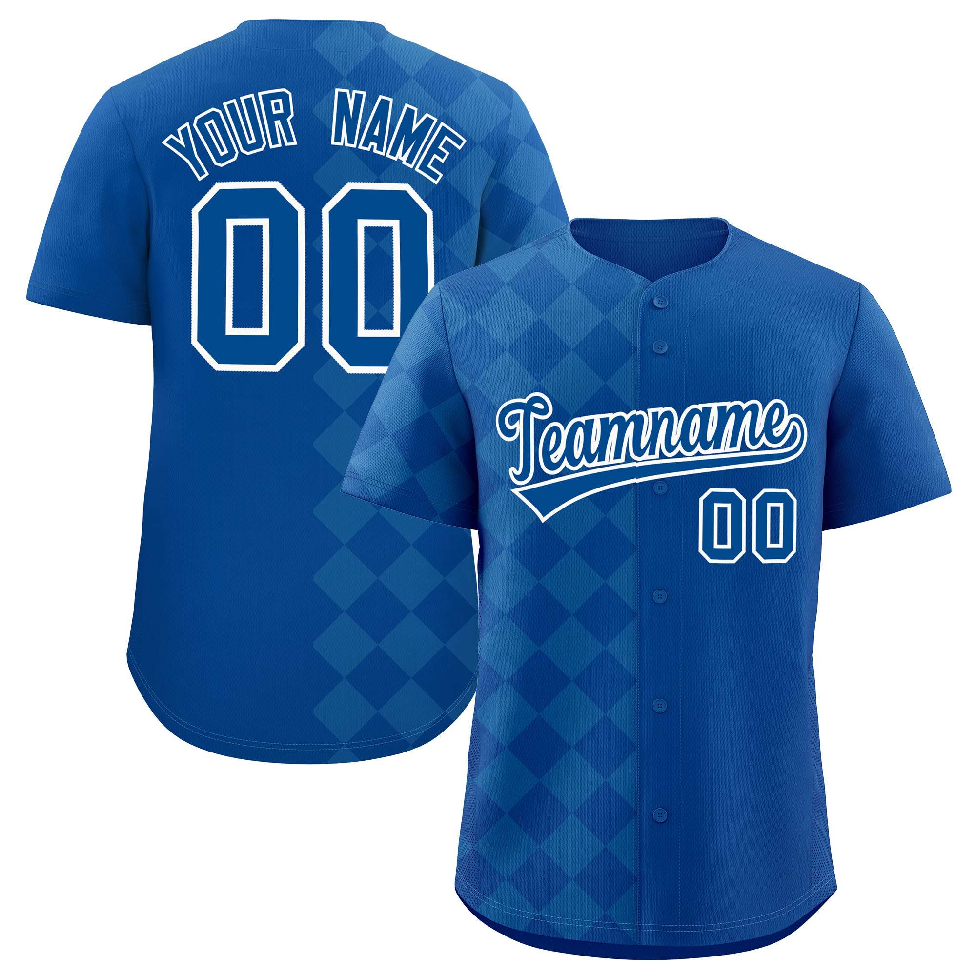 Custom Royal Rhombus Design Authentic Baseball Jersey| KXKSHOP