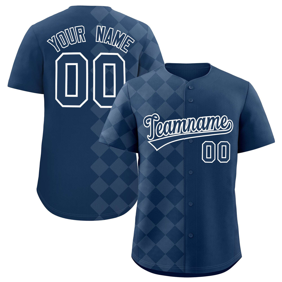 Custom Midnight Blue Rhombus Design Authentic Baseball Jersey| KXKSHOP