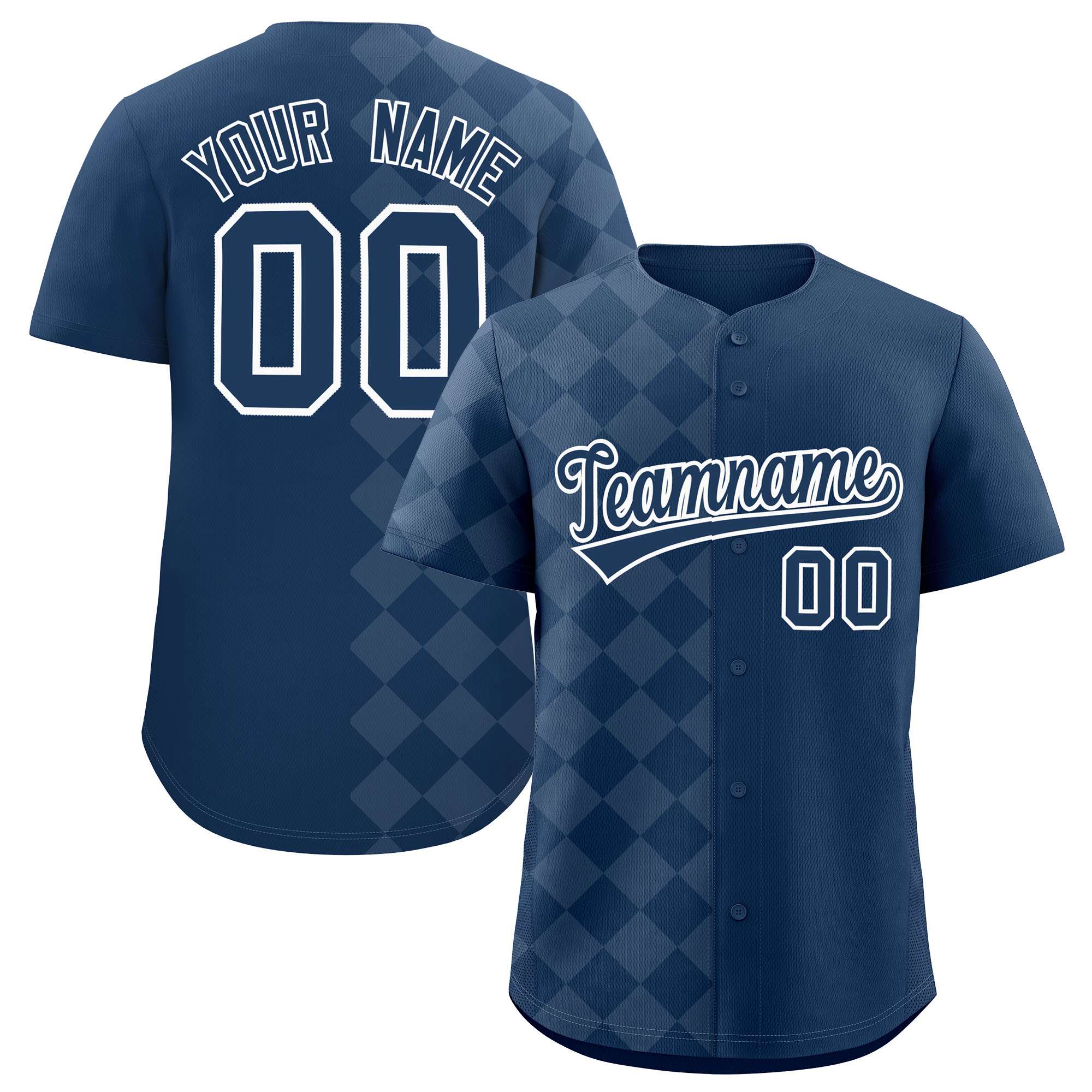Custom Midnight Blue Rhombus Design Authentic Baseball Jersey| KXKSHOP