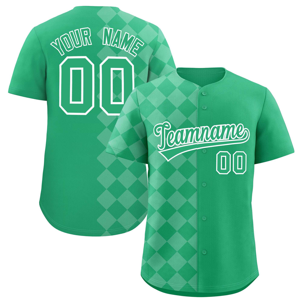 Custom Green Rhombus Design Authentic Baseball Jersey| KXKSHOP