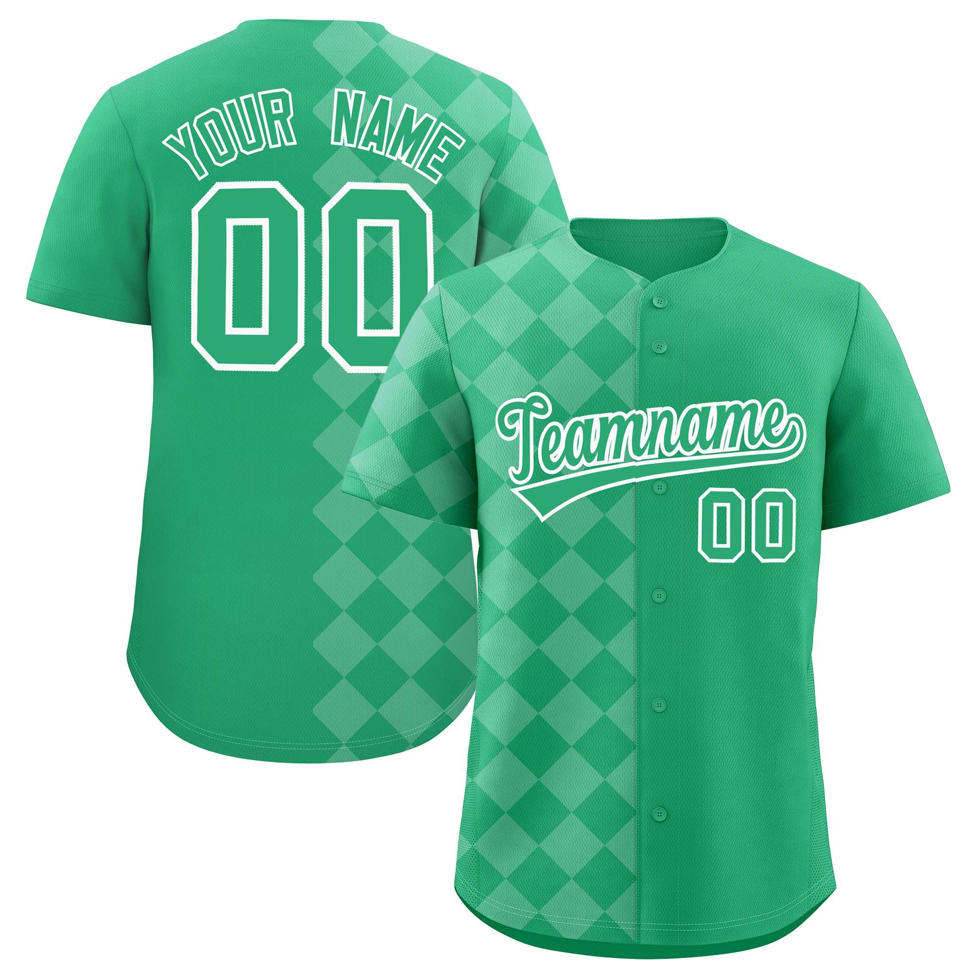 Custom Green Rhombus Design Authentic Baseball Jersey| KXKSHOP