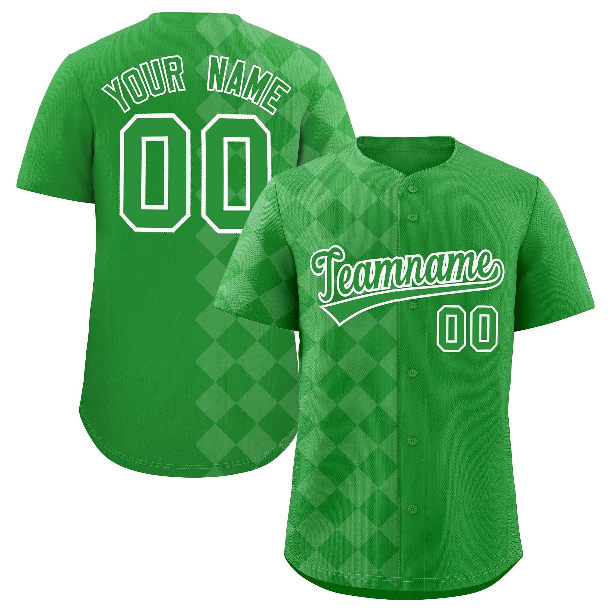 Custom Light Green Rhombus Design Authentic Baseball Jersey| KXKSHOP