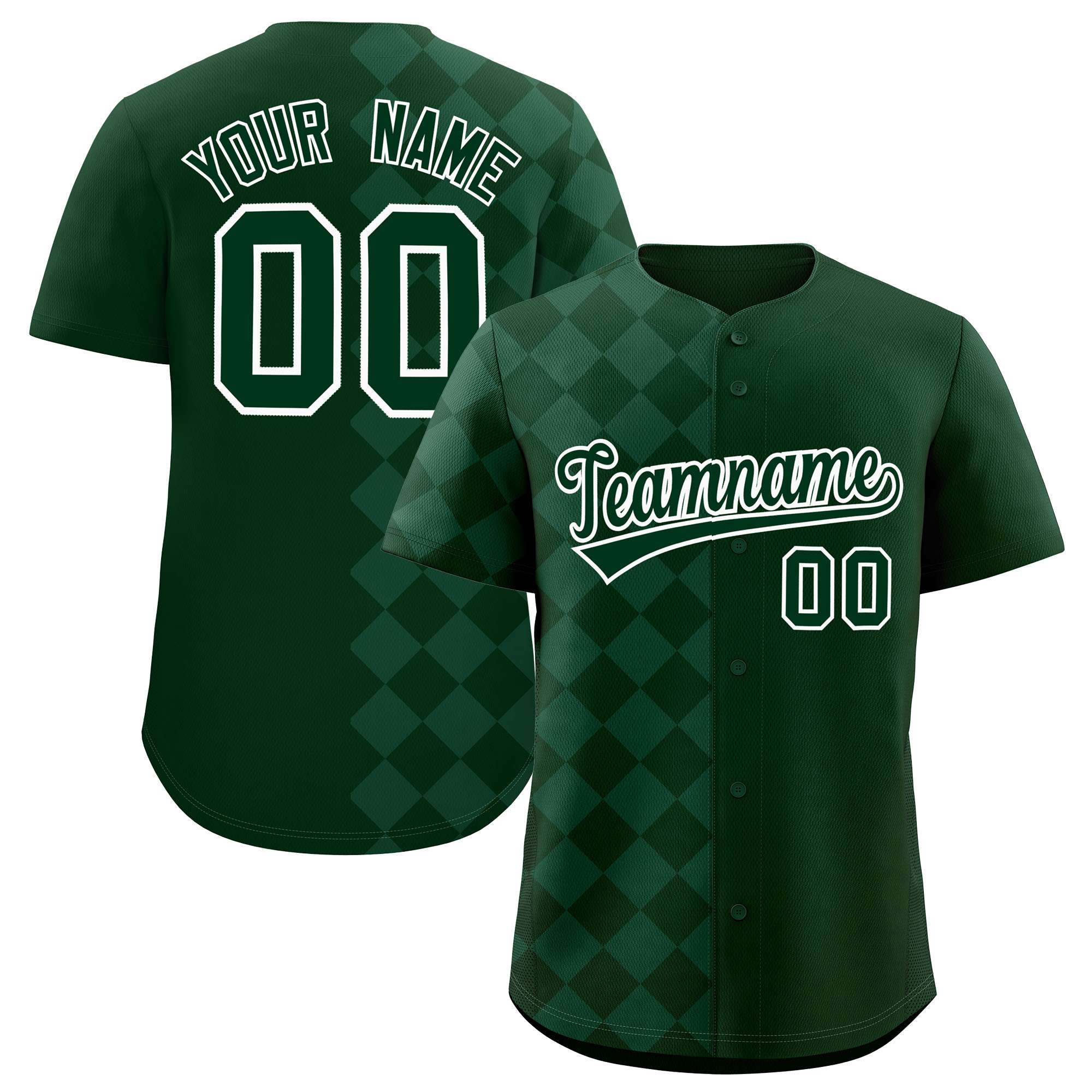 Custom Green Rhombus Design Authentic Baseball Jersey| KXKSHOP