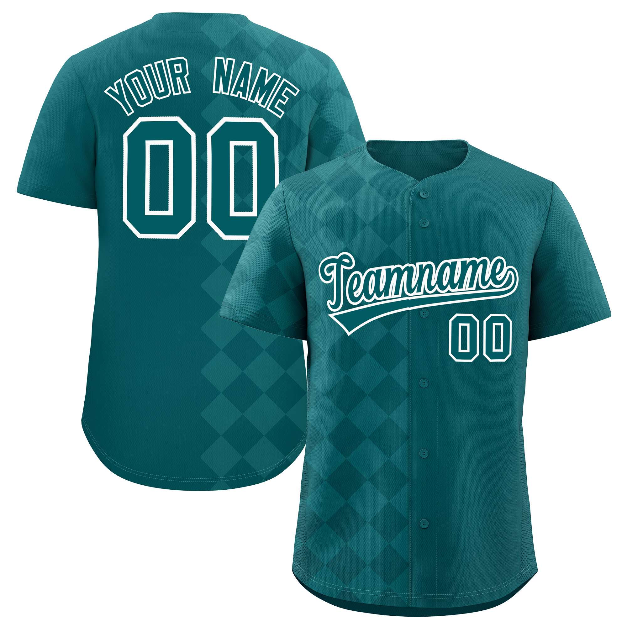 Custom Aqua Rhombus Design Authentic Baseball Jersey| KXKSHOP
