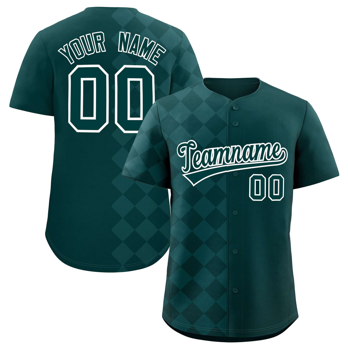 Custom Midnight Green Rhombus Design Authentic Baseball Jersey| KXKSHOP