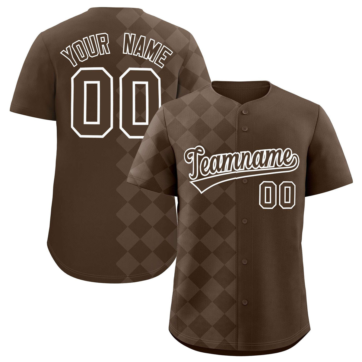 Custom Light Brown Rhombus Design Authentic Baseball Jersey| KXKSHOP
