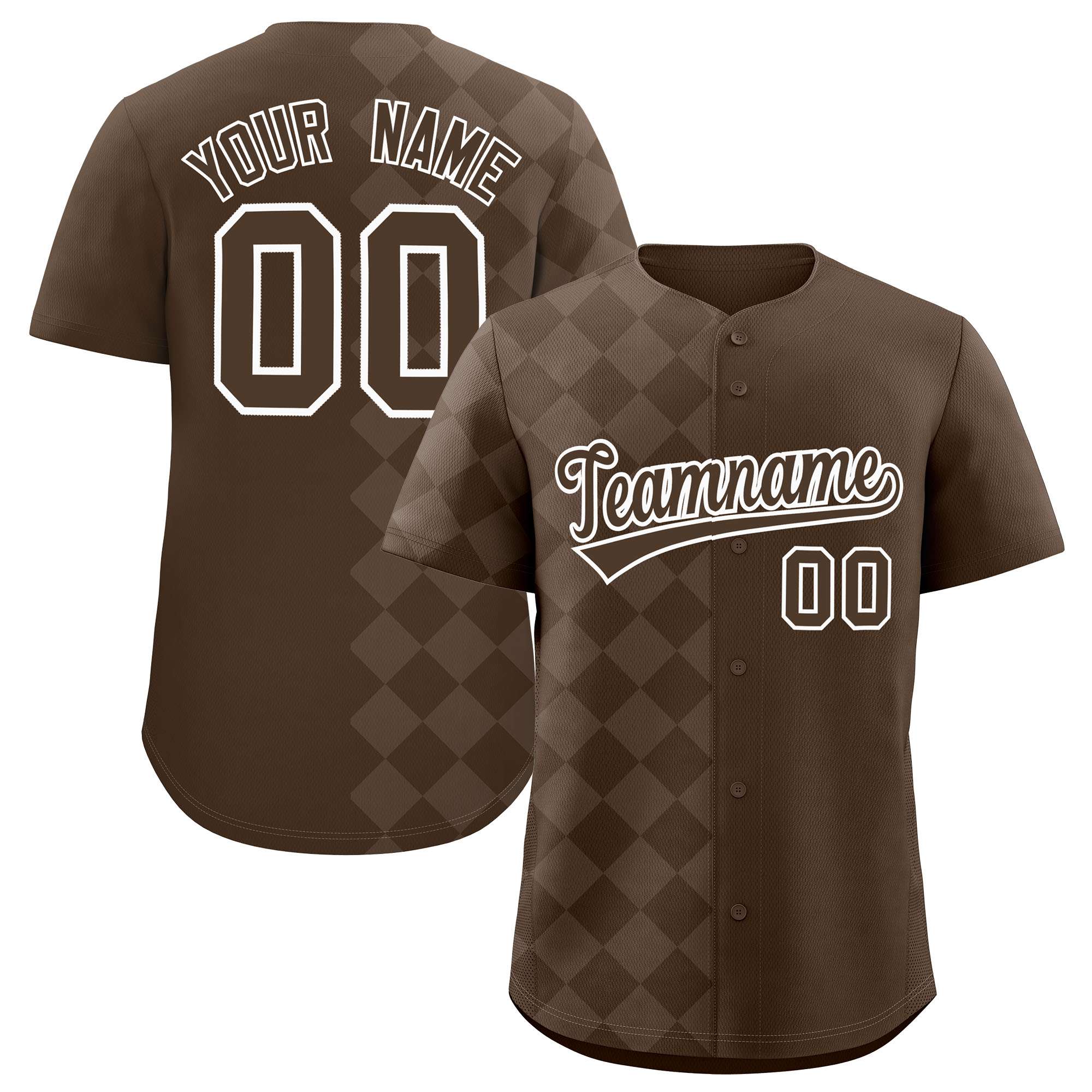 Custom Light Brown Rhombus Design Authentic Baseball Jersey| KXKSHOP