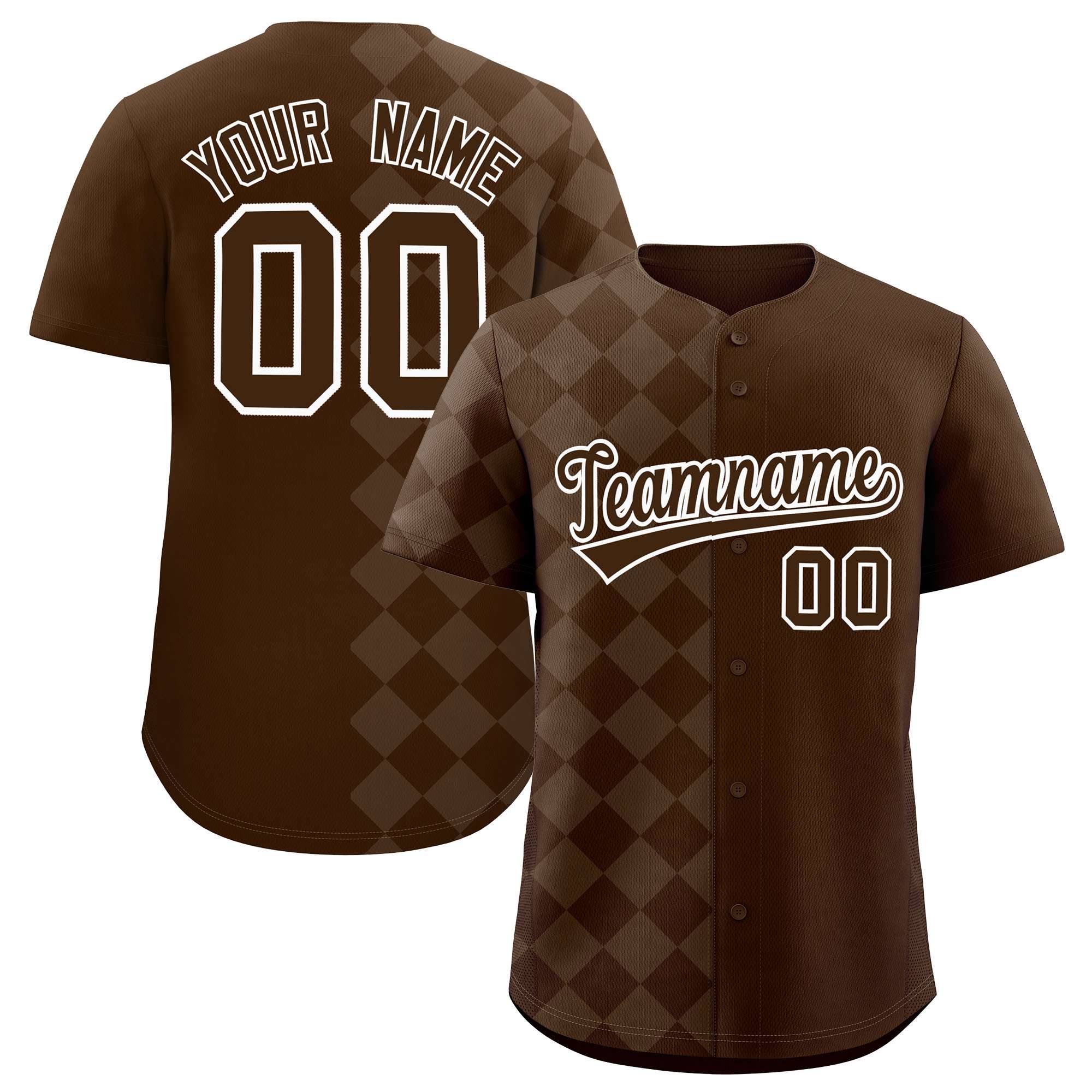 Custom Brown Rhombus Design Authentic Baseball Jersey| KXKSHOP