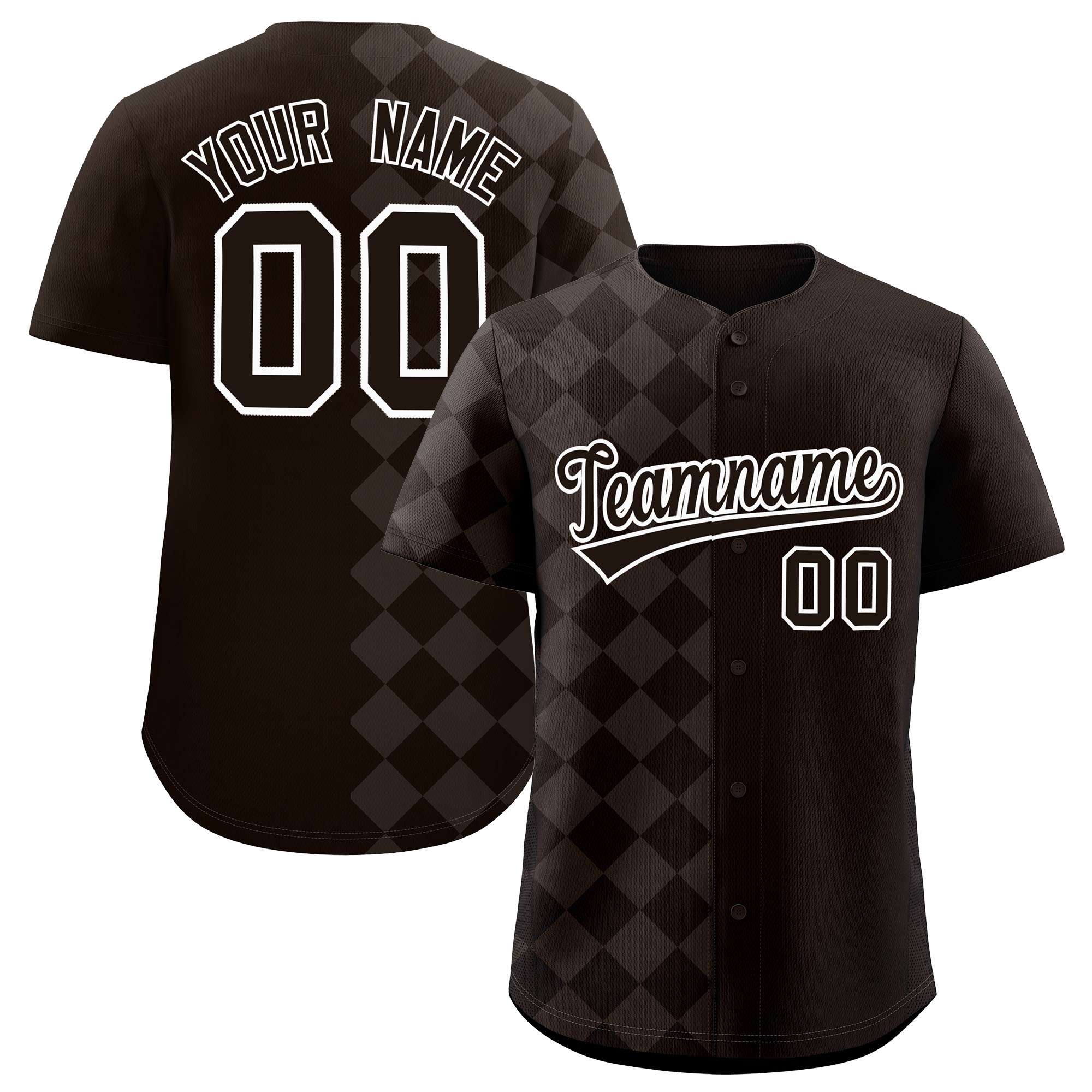Custom Brown Rhombus Design Authentic Baseball Jersey| KXKSHOP