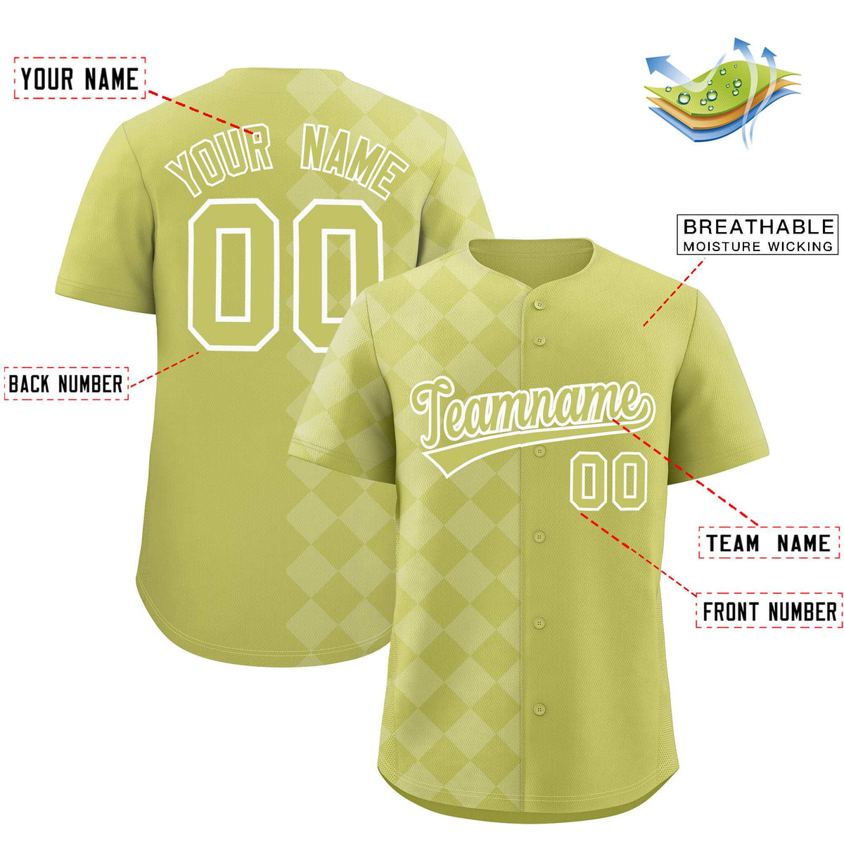 Custom Champagne Rhombus Design Authentic Baseball Jersey| KXKSHOP