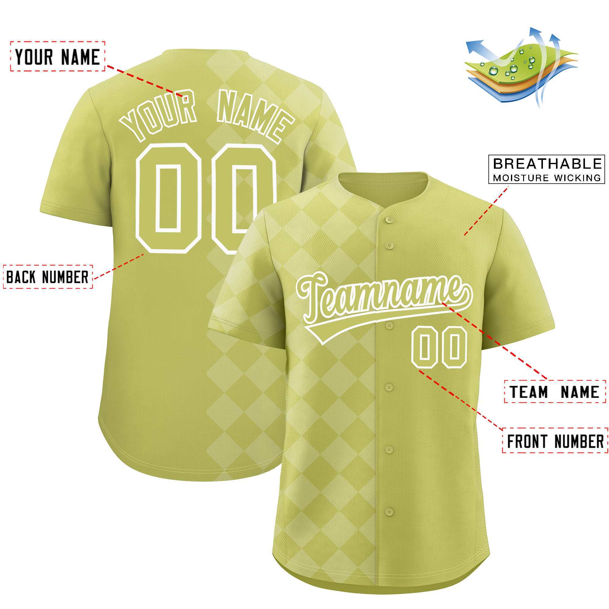 Custom Champagne Rhombus Design Authentic Baseball Jersey| KXKSHOP