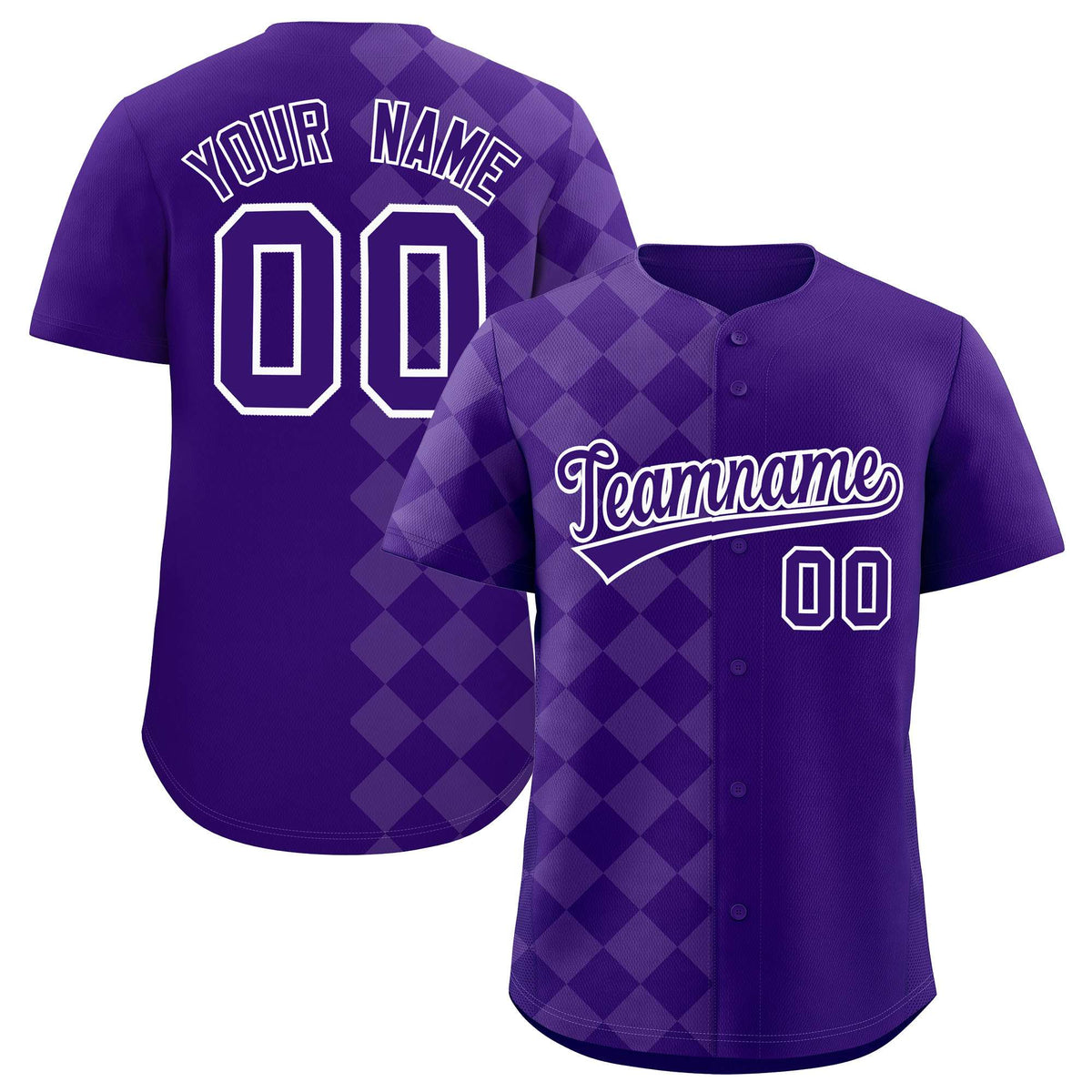 Custom Purple Rhombus Design Authentic Baseball Jersey| KXKSHOP