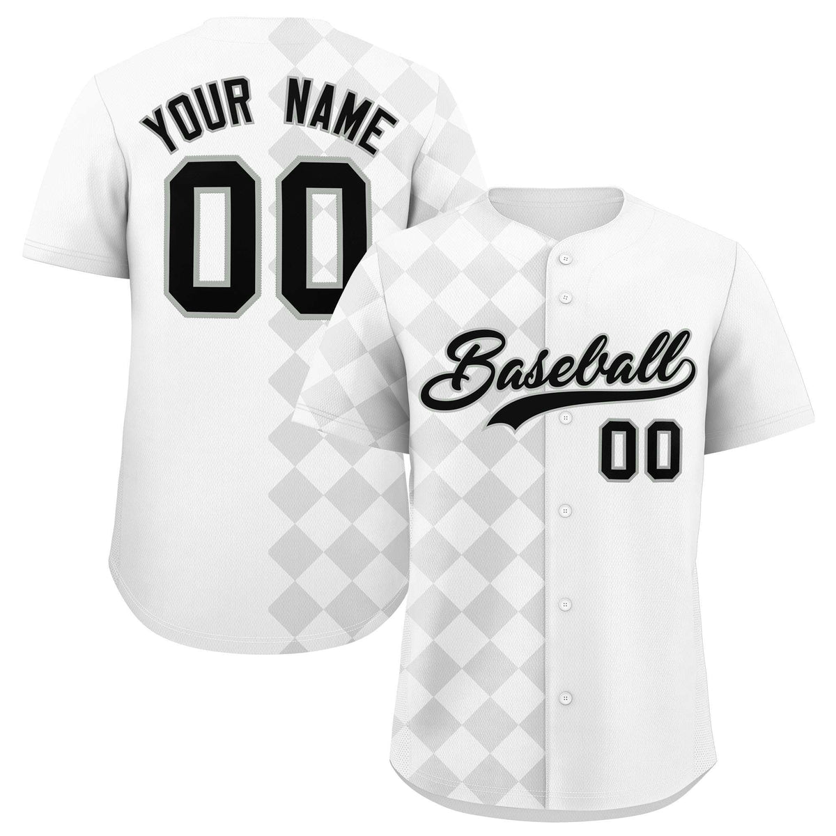 Custom White Rhombus Design Authentic Baseball Jersey| KXKSHOP