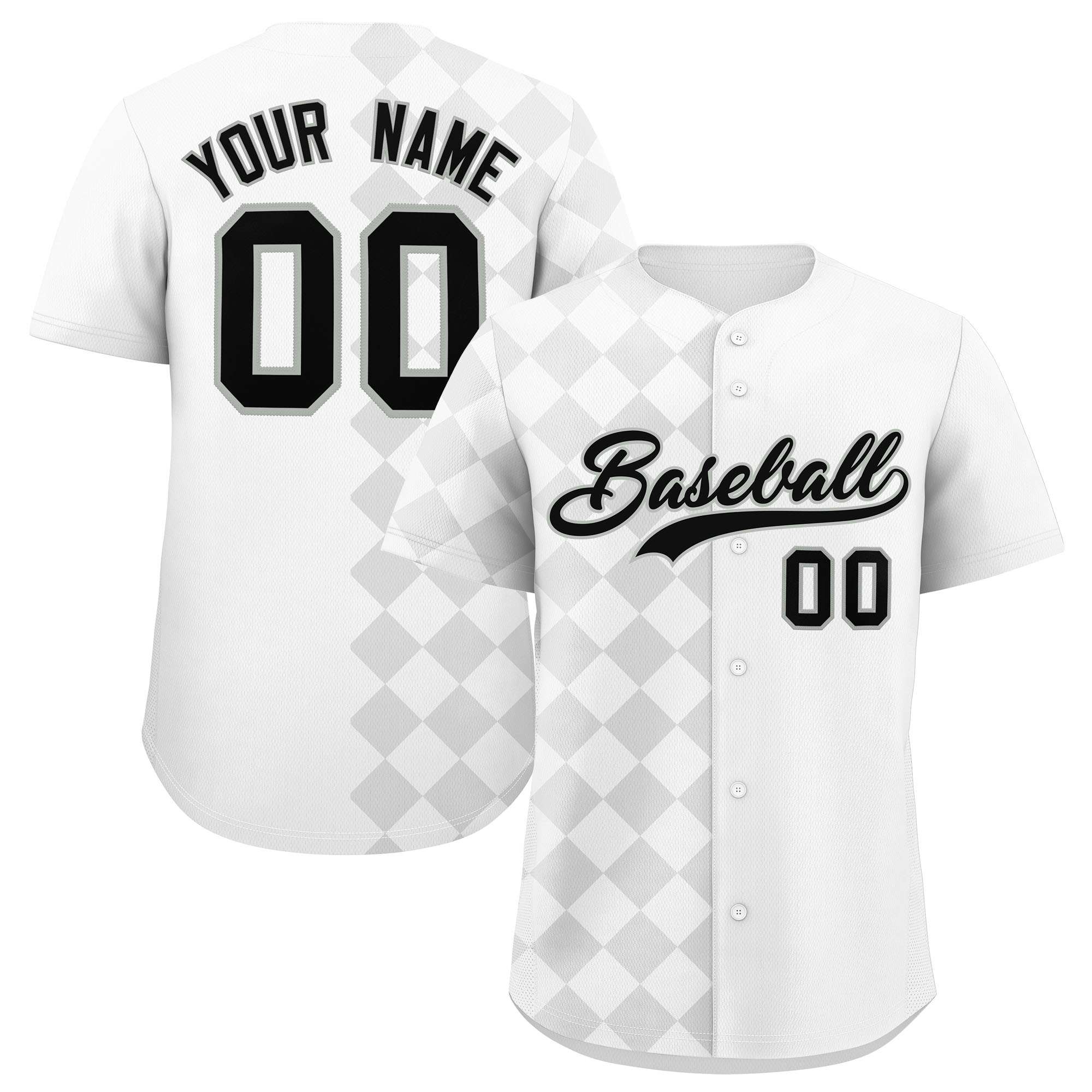 Custom White Rhombus Design Authentic Baseball Jersey| KXKSHOP
