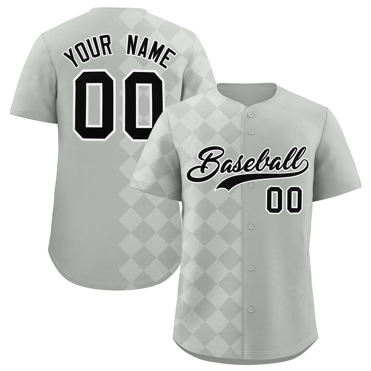 Custom Gray Rhombus Design Authentic Baseball Jersey| KXKSHOP
