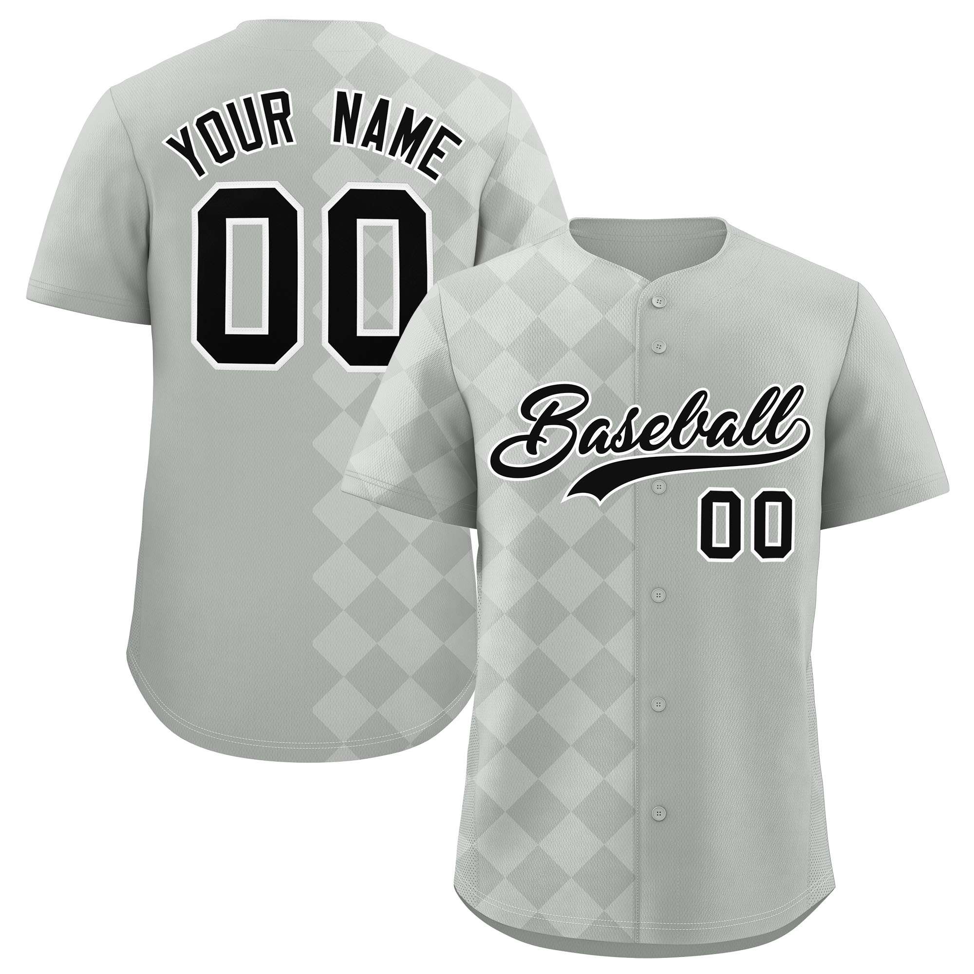 Custom Gray Rhombus Design Authentic Baseball Jersey| KXKSHOP