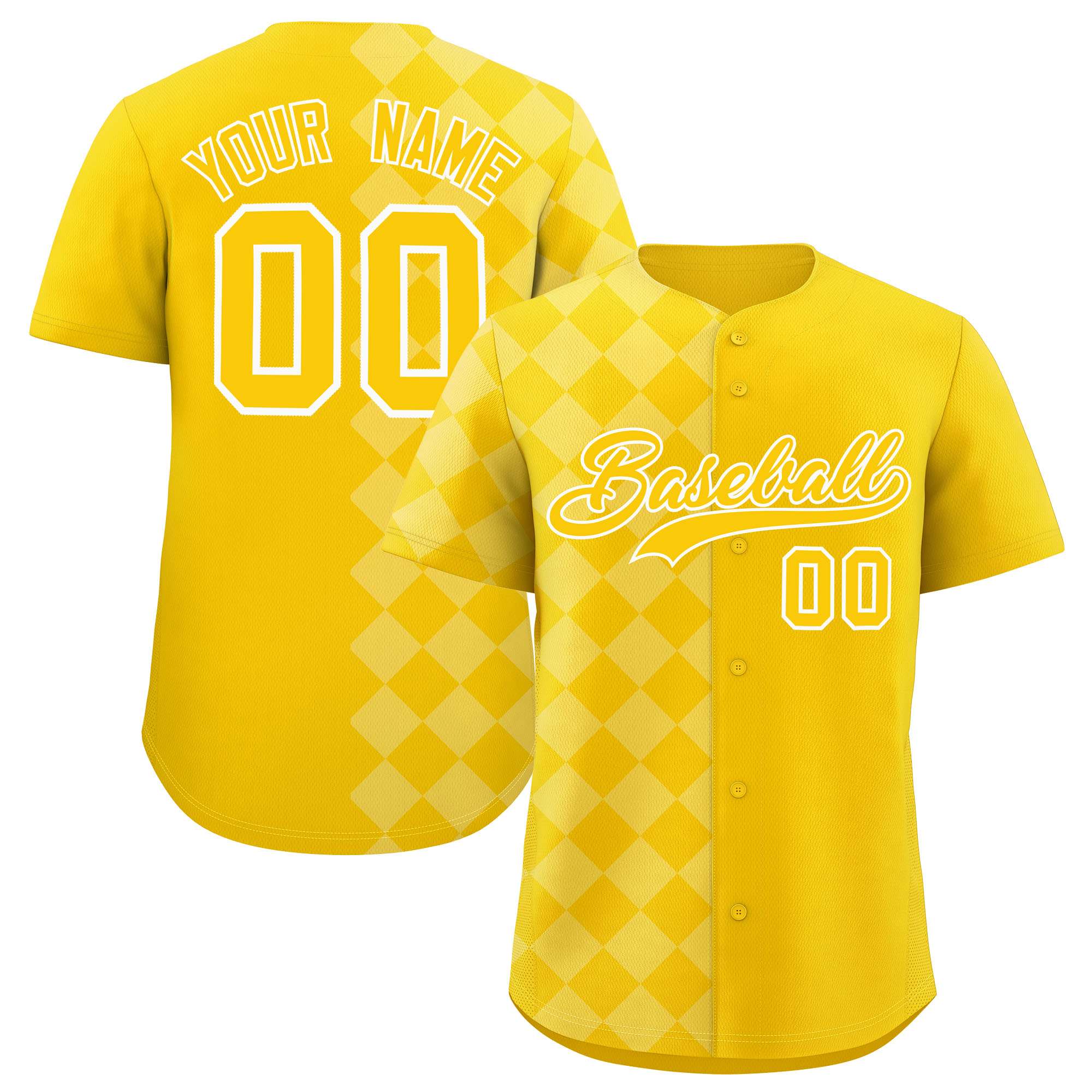 Custom Gold Rhombus Design Authentic Baseball Jersey| KXKSHOP