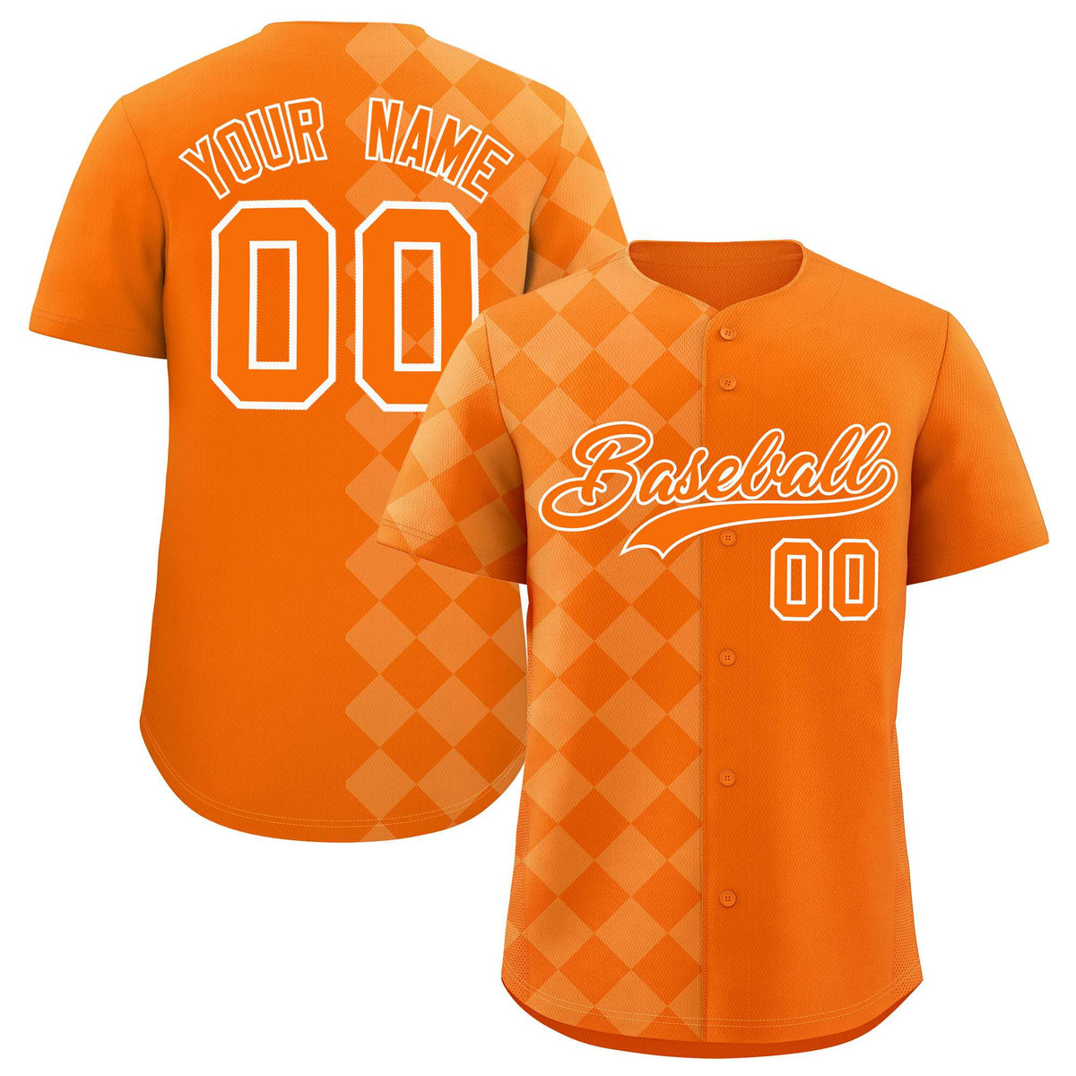 Custom Orange Rhombus Design Authentic Baseball Jersey| KXKSHOP