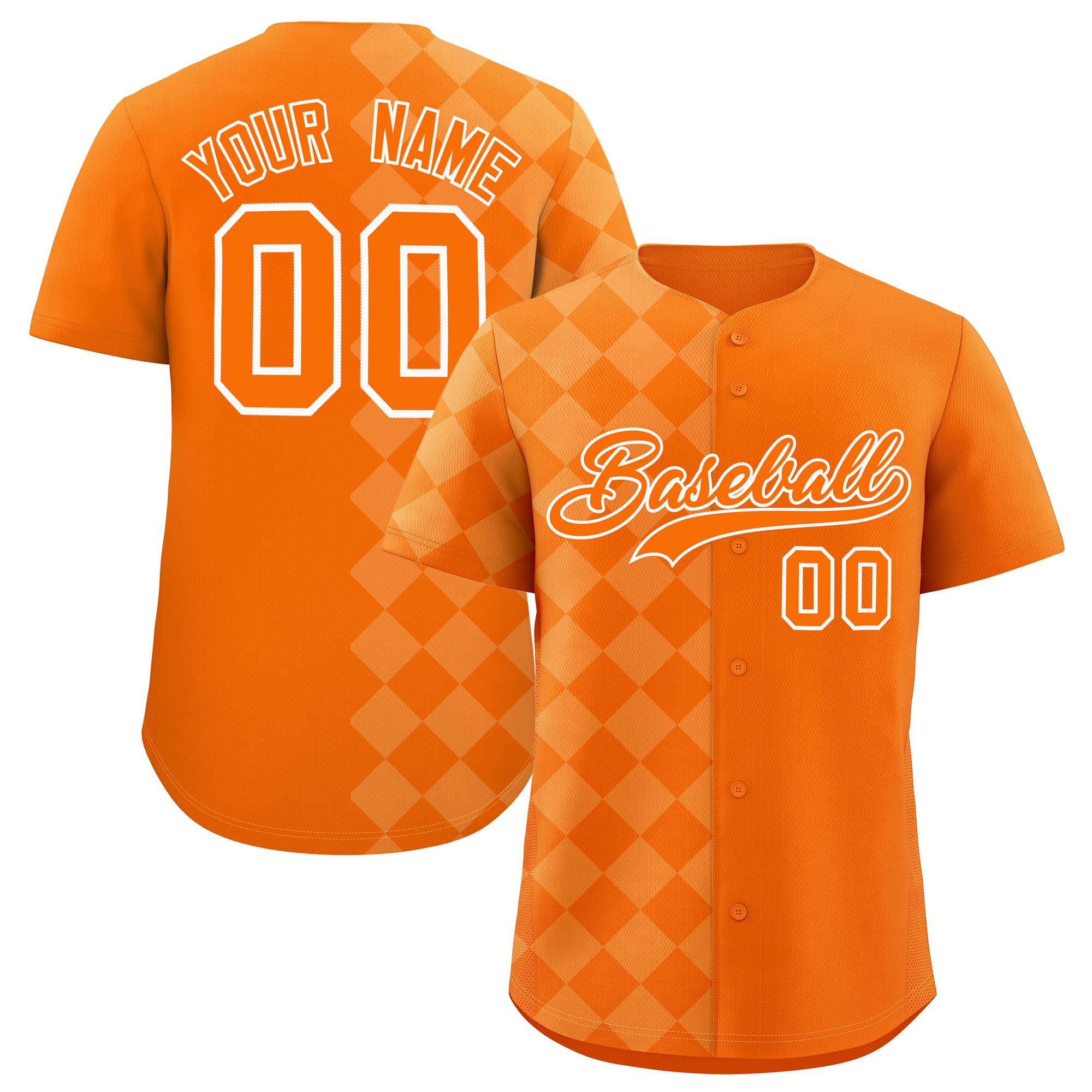 Custom Orange Rhombus Design Authentic Baseball Jersey| KXKSHOP