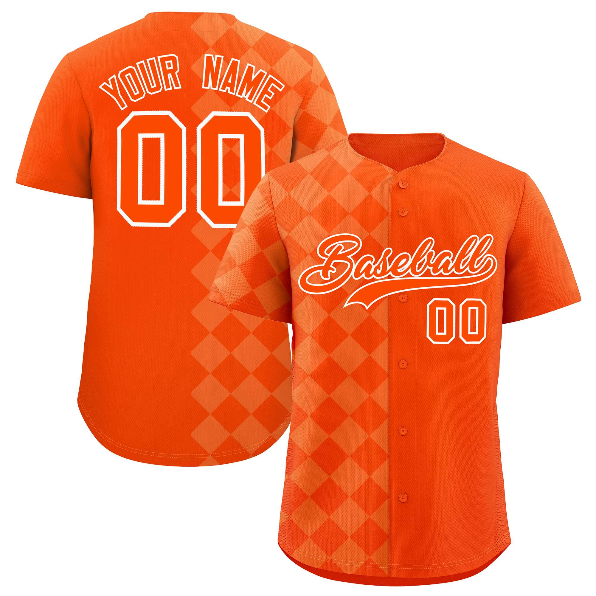 Custom Orange Rhombus Design Authentic Baseball Jersey| KXKSHOP