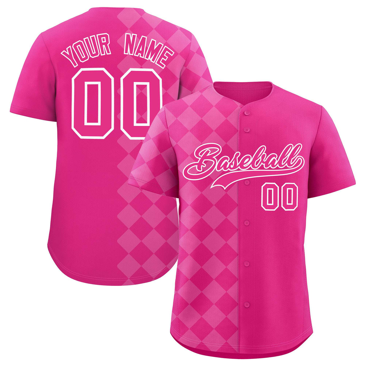 Custom Rose Red Rhombus Design Authentic Baseball Jersey| KXKSHOP