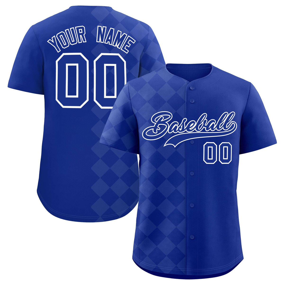 Custom Royal Rhombus Design Authentic Baseball Jersey| KXKSHOP