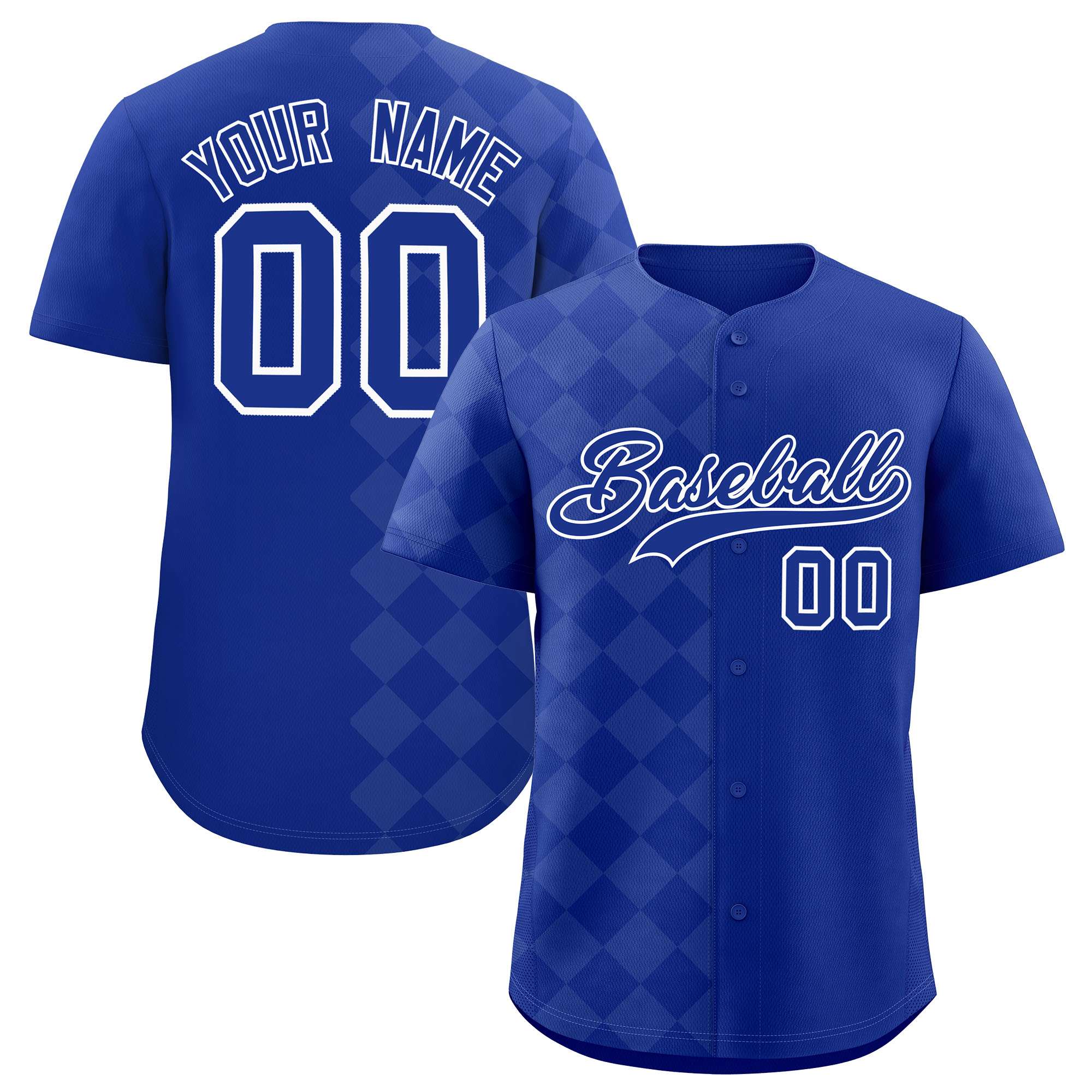 Custom Royal Rhombus Design Authentic Baseball Jersey| KXKSHOP