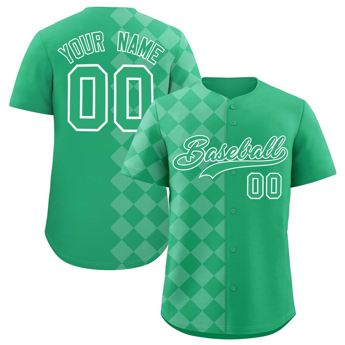 Custom Green Rhombus Design Authentic Baseball Jersey| KXKSHOP