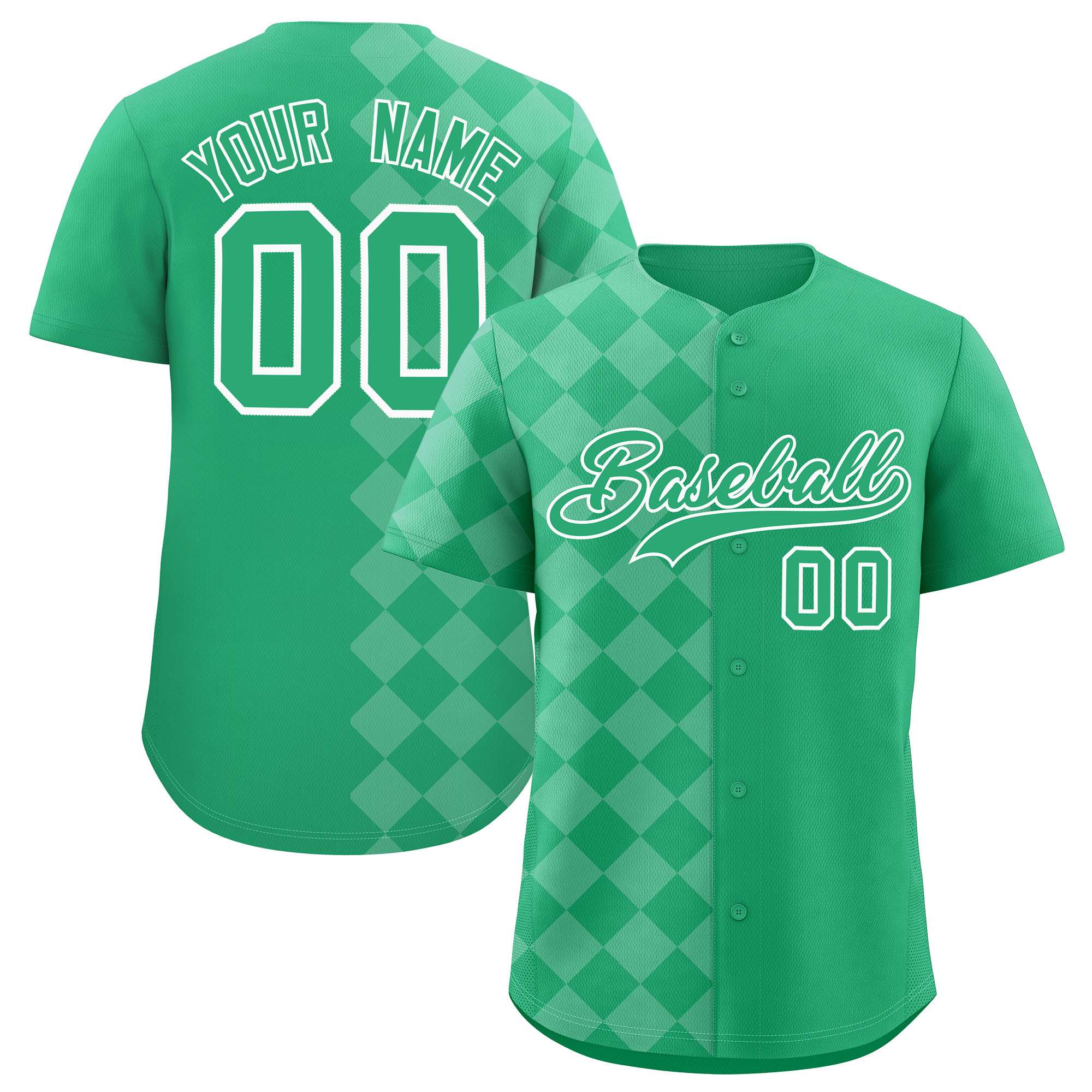 Custom Green Rhombus Design Authentic Baseball Jersey| KXKSHOP