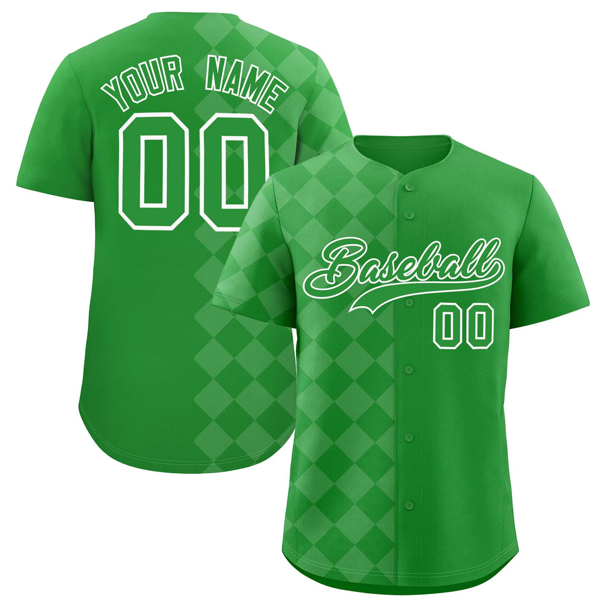Custom Light Green Rhombus Design Authentic Baseball Jersey| KXKSHOP