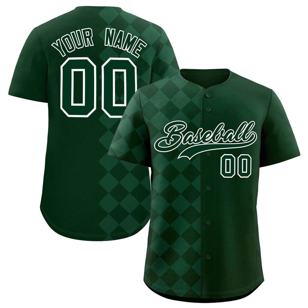 Custom Green Rhombus Design Authentic Baseball Jersey| KXKSHOP