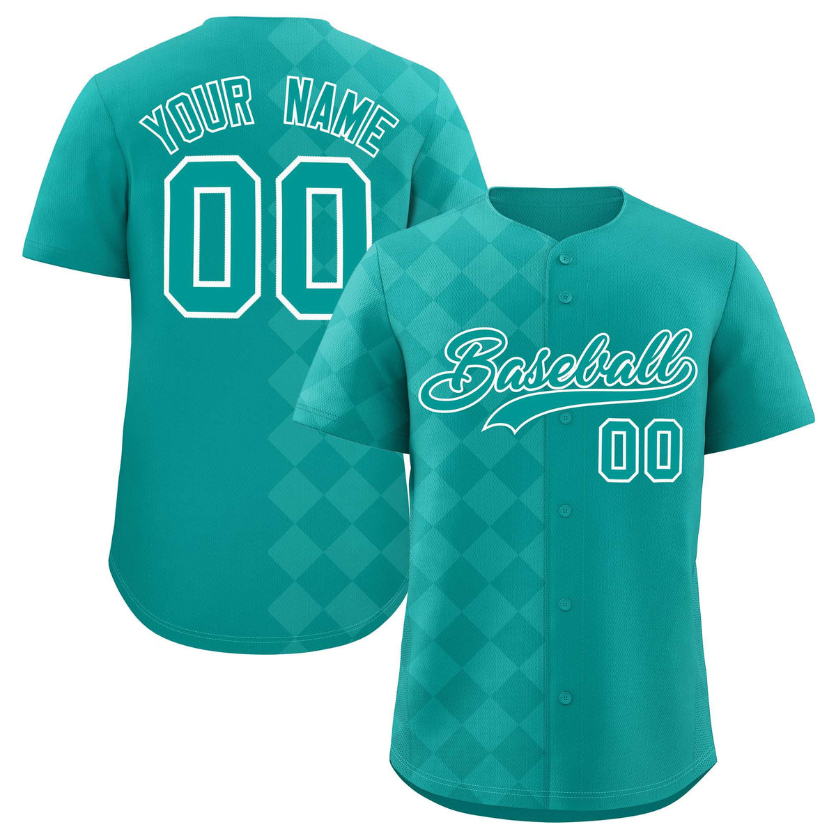 Custom Aqua Rhombus Design Authentic Baseball Jersey| KXKSHOP