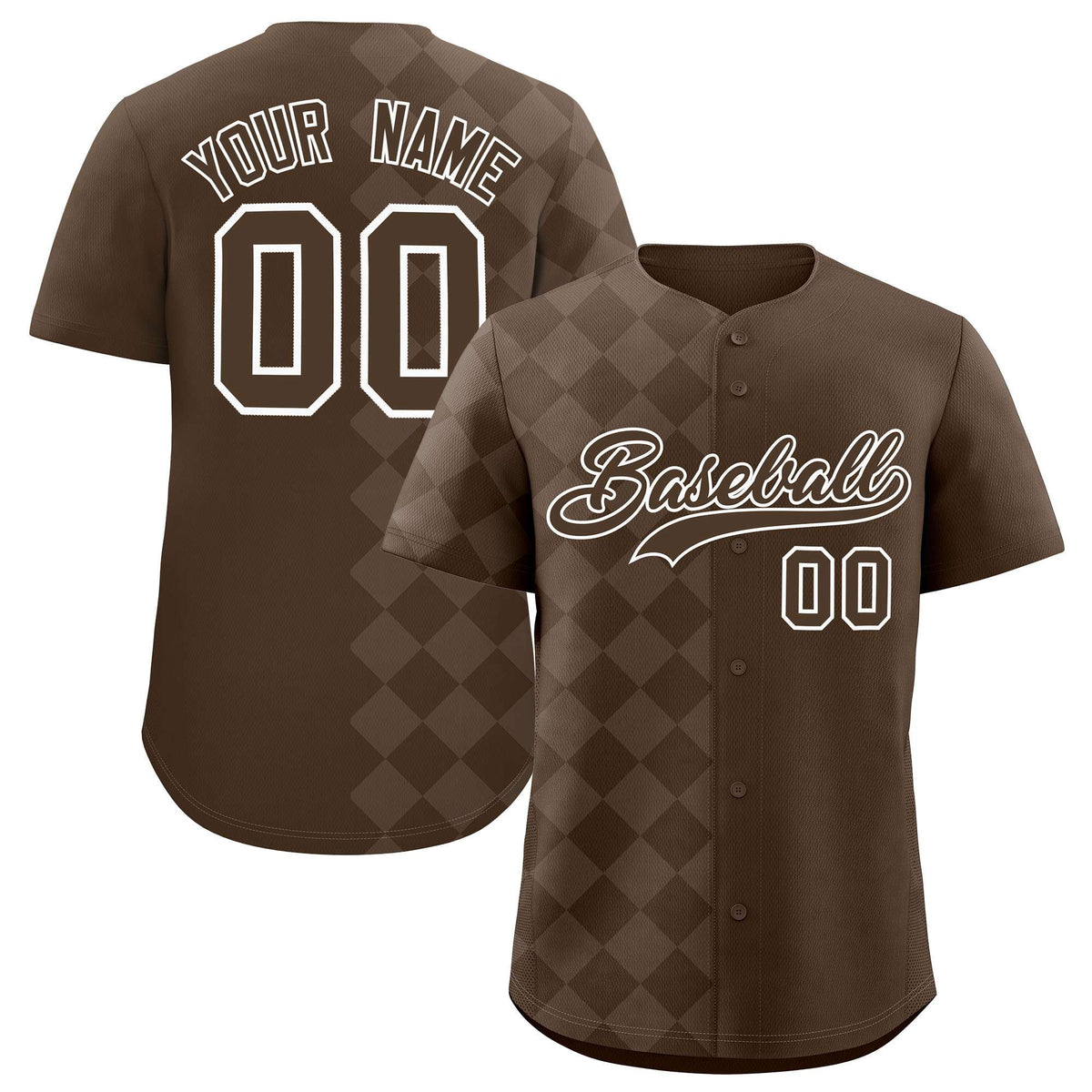 Custom Light Brown Rhombus Design Authentic Baseball Jersey| KXKSHOP