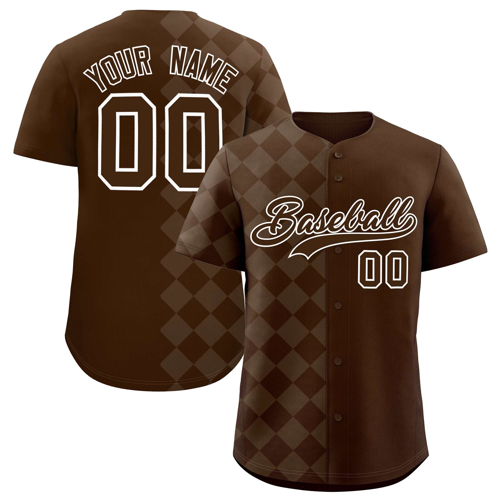 Custom Brown Rhombus Design Authentic Baseball Jersey| KXKSHOP