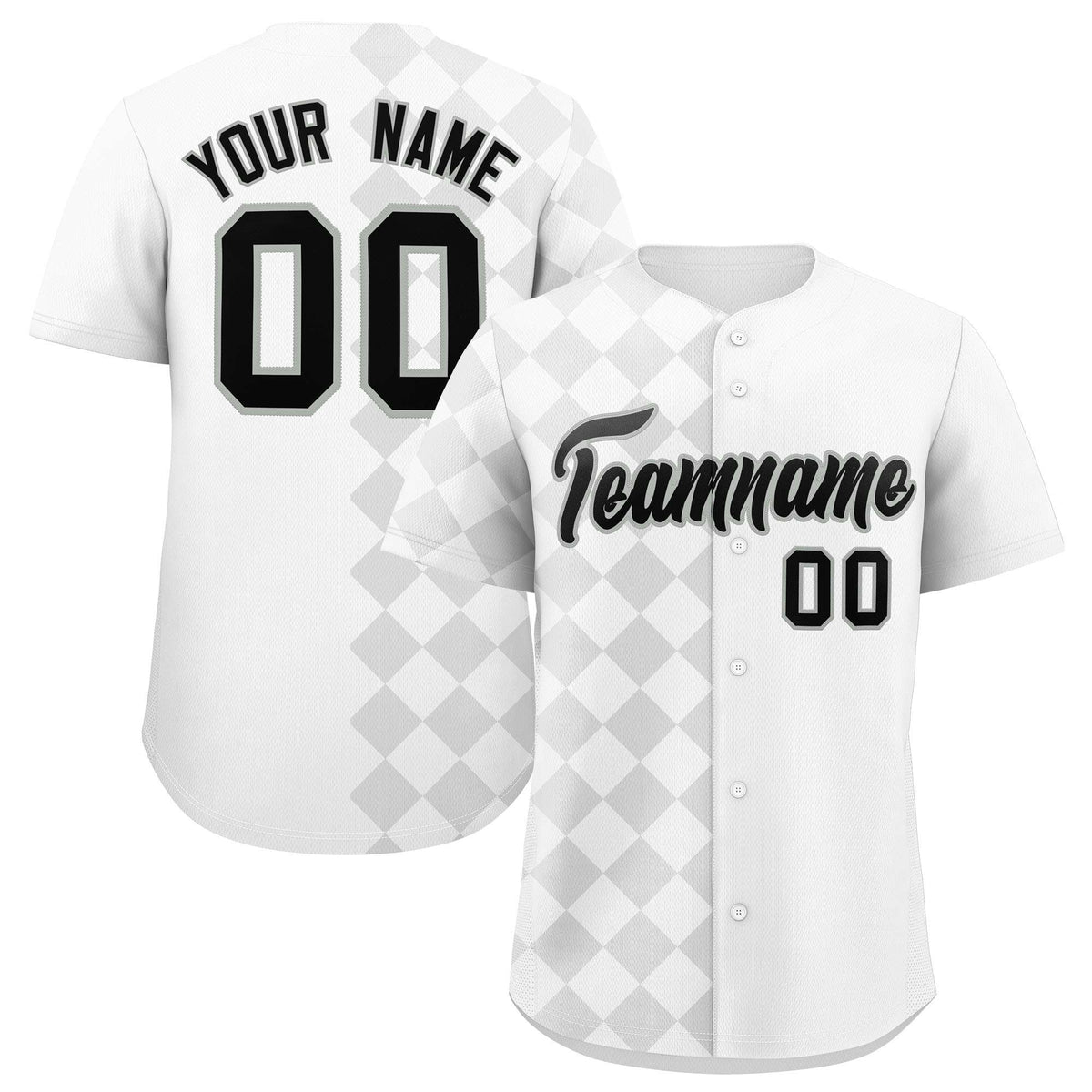 Custom White Rhombus Design Authentic Baseball Jersey| KXKSHOP