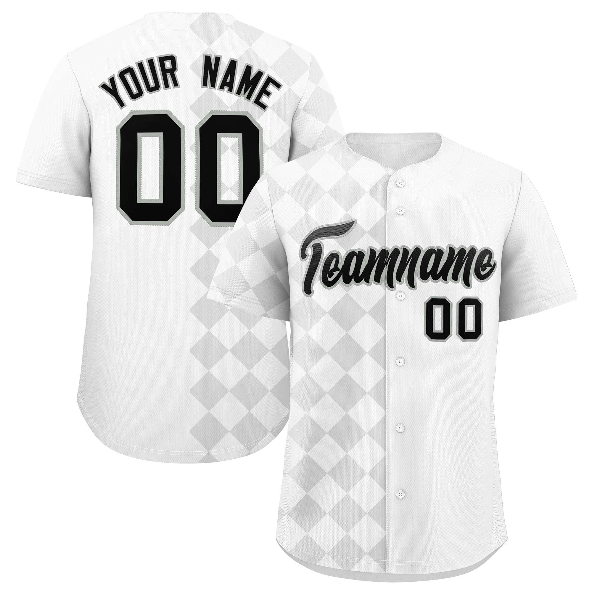Custom White Rhombus Design Authentic Baseball Jersey| KXKSHOP