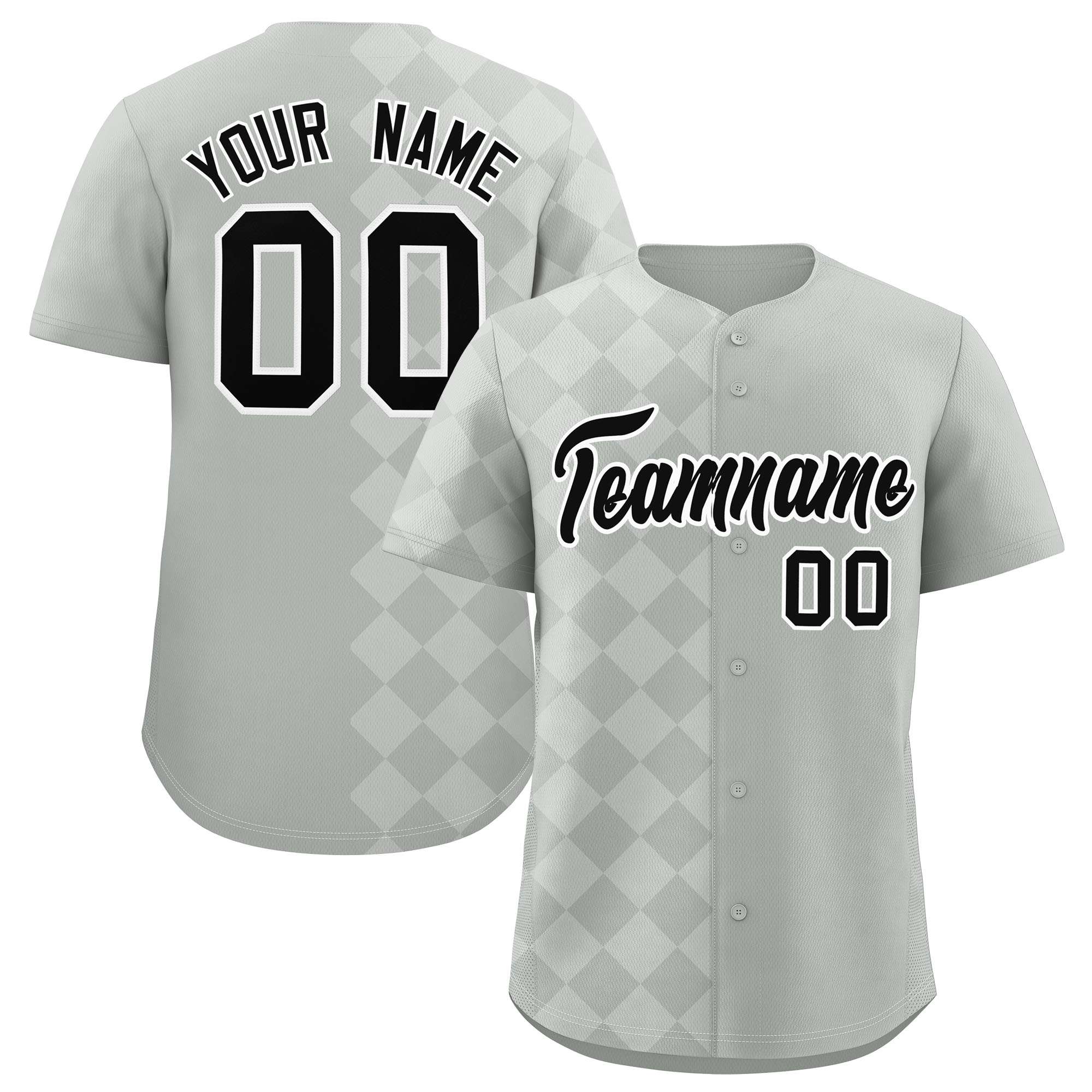 Custom Gray Rhombus Design Authentic Baseball Jersey| KXKSHOP