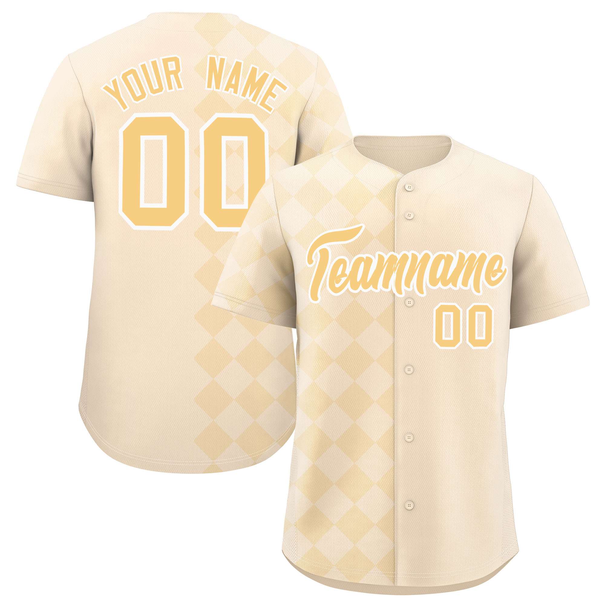 Custom Cream Rhombus Design Authentic Baseball Jersey| KXKSHOP