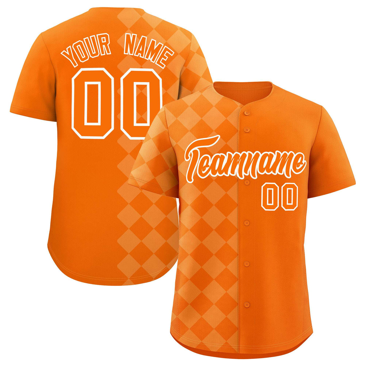 Custom Orange Rhombus Design Authentic Baseball Jersey| KXKSHOP