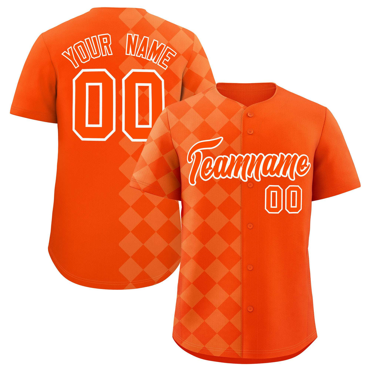 Custom Orange Rhombus Design Authentic Baseball Jersey| KXKSHOP