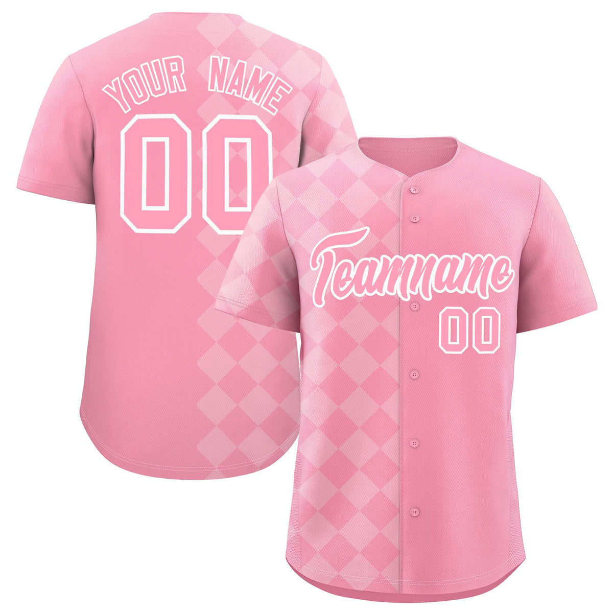 Custom Light Pink Rhombus Design Authentic Baseball Jersey| KXKSHOP