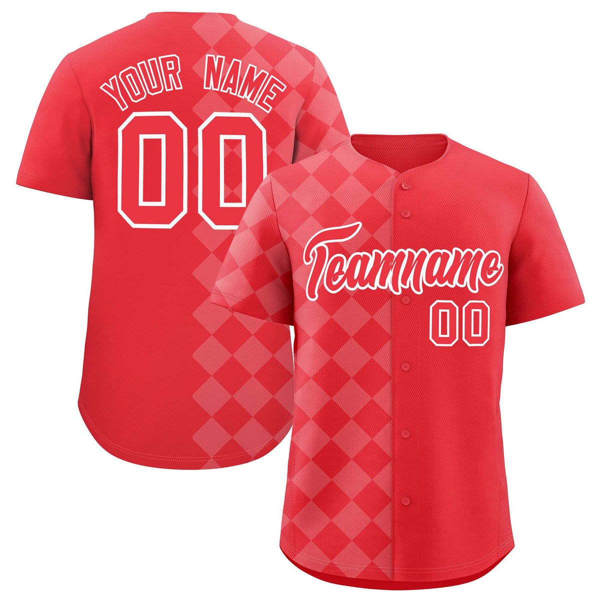 Custom Light Red Rhombus Design Authentic Baseball Jersey| KXKSHOP