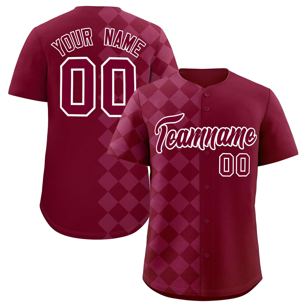 Custom Crimson Rhombus Design Authentic Baseball Jersey| KXKSHOP
