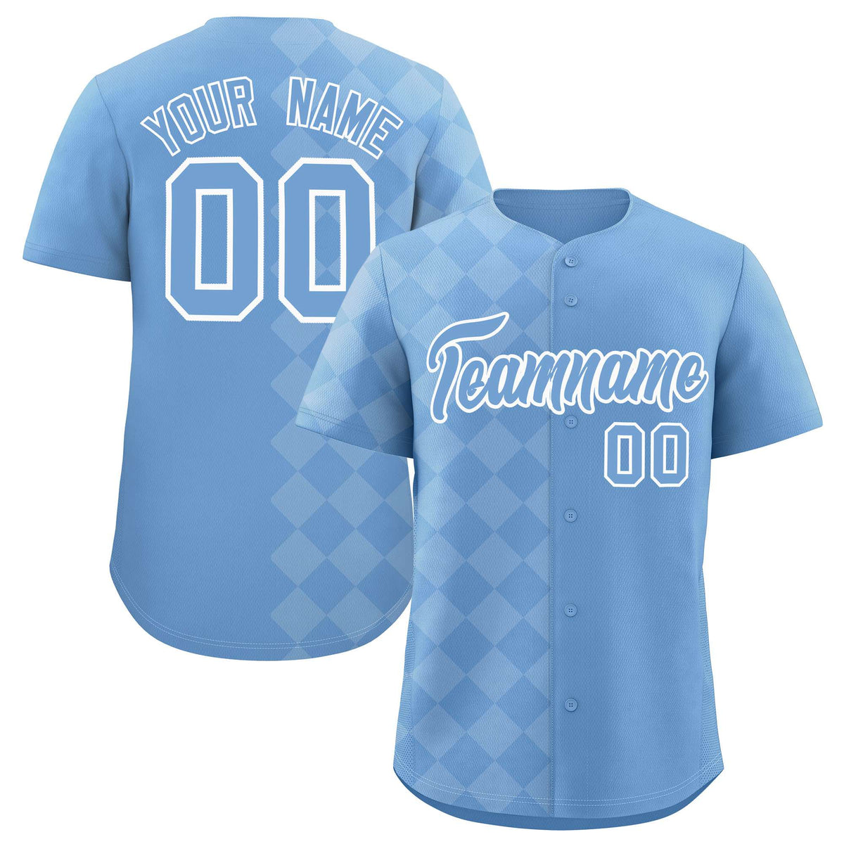 Custom Powder Blue Rhombus Design Authentic Baseball Jersey| KXKSHOP